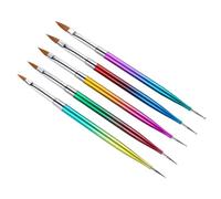 WOONEKY 5 piezas Bolígrafos para Arte de Uñas con Mango Metálico Degradado Doble Punta para Dibujo y Punteado Kit de Herramientas de Dibujo para Manicura Profesional y Uso Personal