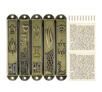 WOONEKY 5 Piezas de mezuzá de Metal Estilo Chic, amuletos religiosos para decoración en hogares y oficinas, con pergaminos artesanales para fieles judíos