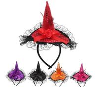 WOONEKY 5 Piezas Diadema Halloween Adulto Lentejuelas Colores Surtidos Sombrero Bruja Decoración Ligera y Segura para Fiestas