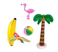WOONEKY 5 Piezas Flamingo Palma Pelota de Playa para Acuáticos y Diversión Familiar