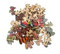 WOONEKY 50 Botones de Madera con Diseño de Cachorro para Manualidades DIY y Costura, Surtido Colorido 2 Agujeros, Adorno Único para Proyectos de Costura Color Aleatorio