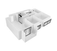 WOONEKY 50 para Interior, Maqueta DIY de Apartamento Pequeño B 2 Habitaciones, 2 Salas, Cocina y Baño, Materiales Completos para Construcción y Decoración de Mesa de Arena