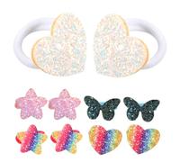 WOONEKY 5pares Glitter Hair Ties for Toddler Girls Elastic Ponytail Holders with Rainbow Gradient and Star Design Sparkle Hair Accessories for Kids