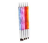 WOONEKY 5piezas Pinceles De Manicura De Doble Punta Bolígrafo Para Uñas Para Decoración De Uñas Punteado Modelado Profesional y Personal