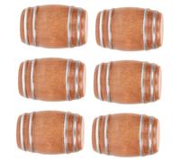 WOONEKY 6 Piezas Barriles de Cerveza Miniatura Vintage Madera para Decoración de Casas de Muñecas y Accesorios de Bar para Coleccionistas y Detallados