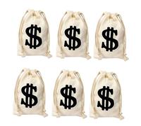 WOONEKY 6 piezas Bolsas de Dinero con Cordón Algodón Duradero para Cosplay Fiestas Temáticas Piratas Vaqueros Accesorios para Guardar y Objetos Pequeños