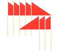 WOONEKY 8 Piezas Banderas Triangulares de Poliéster Rojas para Marcar Césped y Jardín, Prácticas y Resistentes, Ideales para Camping y Señalización en Exteriores