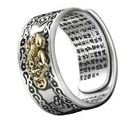 WOONEKY Anillo Ajustable de Hierro para Hombre Diseño de Nube Auspiciosa y Seis Palabras Sagradas, Accesorio Decorativo para Uso Diario y Ocasión Especial