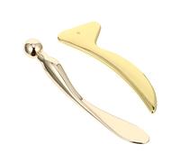 WOONEKY Aplicador de Masaje Ocular 2 Piezas Acero Inoxidable, Espátulas para Crema Facial y Tabla Raspadora, Tamaño Viaje para Contorno de Ojos y Masaje Antiojeras, Uso Facial y Cuidado