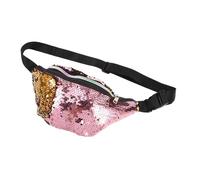 WOONEKY Bolsa De Cintura Riñonera Deportiva para Mujer Purpurina Brillante Riñonera Ajustable para Viajes y Actividades Al Aire