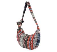 WOONEKY Bolso Bandolera Grande Floral de Lona para Mujer, Estilo Bohemio | Correa de 50,24 Pulgadas, Bolsillos Cremallera, Base Reforzada y Compartimento Amplio