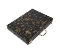 WOONEKY Caja de Madera para Mahjong con Elegante y Asas de Transporte Organizador de Fichas de Mahjong para Reuniones y Diversión Familiar
