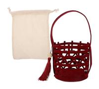 WOONEKY Caja de Regalo para Bodas Clásica de Fieltro Rojo con Diseño Chino Doble Felicidad Caja para Dulces y Chocolates con Asa para Fiestas y Parejas