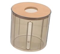 WOONEKY Caja Redonda para Papel de Cocina con Tapa de Madera Soporte Plástico para Rollo de Papel Reutilizable para Baño y Cocina Diseño Estable y Decorativo para Hogar