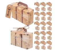 WOONEKY Cajas de Obsequio Vintage para Bodas y Fiestas, 60 Mini Cajas de Papel Kraft Tamaño 8,1x5,6x3 Cm con Diseño Mapa del Mundo, para Dulces, Galletas y Souvenirs de Viaje