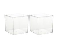 WOONEKY Cajas de Plástico Cuadradas Transparentes para Dulces Tamaño 10 CM 2 Unidades Caja de Almacenamiento Resistente para Bodas Regalos Manualidades y Organización Doméstica