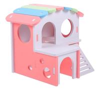 WOONEKY Casa para Hámster con Doble Piso y Rampa, Madera Ecológica PVC, Diseño Multiuso y Espacio Privado para Pequeños Animales