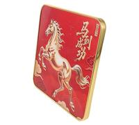 WOONEKY Centro de Mesa Caballo Año 2026 Marco Dorado, Decoración de Mesa de Madera 20x20 Cm para Hogar y Oficina, Obra de Arte Símbolo de Prosperidad, Decoración Festiva y Artesanal