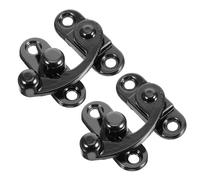 WOONEKY Cierre de Pestillo Pequeño de Aleación de Zinc 2 Piezas Gancho de Cierre Antiguo Estilo Retro en Color Negro para Cajas de Madera Joyeros y Maletas Apertura Derecha