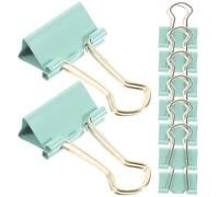 WOONEKY Clips de Papel Metálicos Verdes para Oficina y Hogar, Paquete de 9 Unidades para Sujetar Notas y Sobres, Accesorios Prácticos para Escritorio