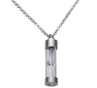 WOONEKY Collar con Colgante de Urna para Cenizas de Acero Inoxidable Diseño de Frasco Transparente Forma de Reloj de Arena con Embudo Incluido Joyería de Cremación para Recuerdo