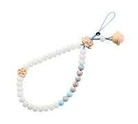 WOONEKY Cordón para Colgar Teléfono Móvil Estilo Chino para Muñeca, Correa Ligera de Cuentas Blancas de Raíz de Bodhi, Accesorio Anticaída Práctico para Uso Diario