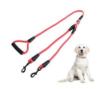 WOONEKY Correa Doble para Perros Roja Resistente y Práctica Diseño de Doble Cabeza para Entrenamiento y Tracción de Mascotas