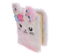 WOONEKY Cuaderno de Peluche de Conejo para Niñas Diario Portátil Libreta Esponjosa para Escolares para Desarrollar de Escritura