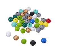 WOONEKY Cuentas de Madera Agujero de 16 Mm, Bolas Redondas Multicolor para Manualidades, 240 Piezas para Hacer Pulseras y Collares, Cuentas Espaciadoras para Joyería Diy, Color