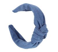 WOONEKY Diadema Anudada de Mezclilla Azul Oscura para Mujer y Niña, Diadema Antideslizante Ancha, Estilo Casual para Uso Diario, Accesorio Flexible de Moda para Lavarse la Cara