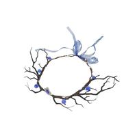 WOONEKY Diadema con Cuernos de Ciervo y Ligera para Cosplay Renacentista y Disfraces de Hadas Accesorio Azul para Mujer Fiestas y Bodas