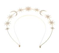 WOONEKY Diadema con Halo Nuestra Señora Diadema de Luna y Estrella de Imitación para Mujer Tocado de Fiesta para Decoración de Cabello