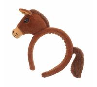 WOONEKY Diadema de Caballo de Peluche para Adultos, Accesorio para Fiesta y Disfraz del Año Chino 2026, Banda Pelo Marrón Adecuado para Celebraciones y Fotos Festivas