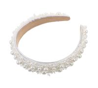 WOONEKY Diadema de Perlas Artificiales Diadema Ancha de Novia Hecha Mano Elegante Tocado de Princesa Estilo Francés para Bodas y Fiestas