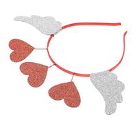 WOONEKY Diadema de San Valentín para Adultos 3 Corazones Rosas y Rojos Alas de Ángel Material Ligero y Diseño Cómodo Accesorio para Fiestas y Adornos de Cabello Románticos