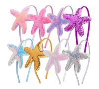 WOONEKY Diadema Pelo Niña Estrella De Mar y Animales Marinos 8 Piezas Colores Surtidos Aro Para Niña Pequeña Decoración Diaria y Presentaciones Escénicas