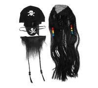 WOONEKY Disfraz Pirata para Halloween con Peluca Trenzada Decorativa y para Accesorios Cosplay Cómodos y Reutilizables para Fiestas y Carnavales
