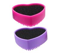 WOONEKY Estuche de Limpieza de Maquillaje con Esponja Estuche de Limpieza de Brochas Estuche Seco 2 Piezas de Silicona con Forma de Corazón para Cosméticos Portátil Fácil de Transportar