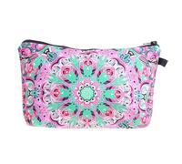 WOONEKY Estuche de Maquillaje Portátil con Estampado Floral Mandala con Cremallera de Poliéster Organizador Práctico para Viaje y Aseo Personal Bolsa de Cosméticos 3D
