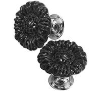 WOONEKY Herramienta Auxiliar Botón del Inodoro Diseño Floral Color Negro 2 Piezas para Baño Accesorio Práctico para Tanque de Inodoro Fácil de Usar y Decorar el Baño