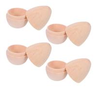 WOONEKY Huevos de Pascua de Madera Huecos sin Pintar 7x5 Cm Base Plana 4 Unidades para Manualidades Diy, Decoraciones Rústicas y Rellenable para Fiestas Infantiles y Bricolaje