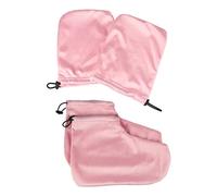 WOONEKY Juego De 2 Pares Cubiertas De Cera Para Manos y Pies Térmicas, Protección De Algodón Aislante, Tamaño Estándar, Terapia De Cera Caliente Para Spa y Hogar Rosa
