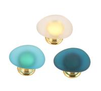 WOONEKY Juego de 3 Pomos para Cajones de Cristal Transparente Azul Lago y Verde Aguamarina Manijas de Aleación de Zinc 30X24X22 MM Accesorios para Herrajes de Muebles y Decoración del