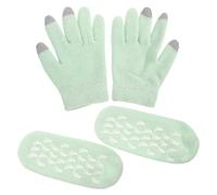 WOONEKY Juego de Guantes Hidratantes y Calcetines de Gel de Hilo de Pluma para Manos y Pies Secos, Función de Suavizar E Incrementar la Flexibilidad, Adecuado para Hacer Tareas del Hogar