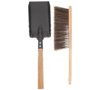 WOONEKY Juego de Limpieza para Chimenea Cepillo y Pala de Hierro Mango de Madera Alargado Accesorios para Limpiar Estufa y Hogar Set Multiusos para Palear Cenizas y Polvo Fácil