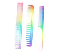 WOONEKY Juego De Peines Para Peinar y Cortar El Pelo 3 Piezas Colores Variados Dientes Suaves Antistáticos Cómodo Uso Diario Peluquería Mujer Niña Hogar Salón