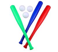 WOONEKY Juguetes de béisbol para niños, juego de béisbol de 6 piezas para niños pequeños, 3 bates de béisbol y 3 bolas para jardín, hogar y deportes al aire libre para practicar movimientos de golpeo