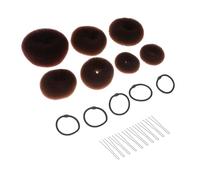 WOONEKY Kit De 22 Piezas Conjunto De Recogido De Cabello Café Donuts De Varios Tamaños, Gomas Elásticas De Alta Elasticidad y Pinzas u Para Peinados Infantiles y Recitales De Danza