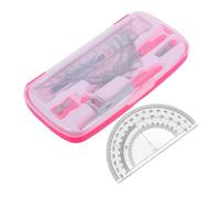 WOONEKY Kit de Útiles Escolares de Geometría con Compás Transportador y Regla Plástico y Aleación Set Compacto y Duradero para Dibujo Técnico y Proyectos Escolares