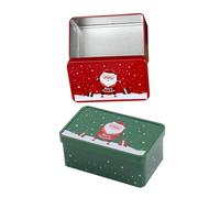 WOONEKY Latas Metálicas Navideñas para Dulces y Galletas 2 Unidades Rojo y Verde con Tapa Mini Cajas de Hojalata para Recuerdos y Empaquetado de Fiestas Navideñas Diseño Compacto y